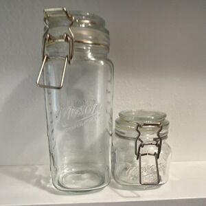 Mason 2pc Clear Glass Clamp Flip Top Lid Canning Jars Set, 500ml Cylinder